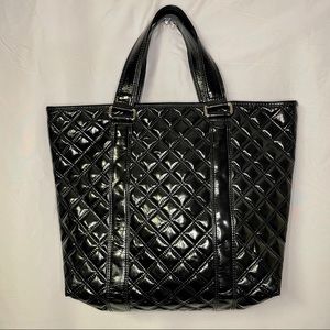 NWT Marc Black Patent Quilted Tote Bag